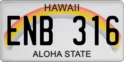 HI license plate ENB316