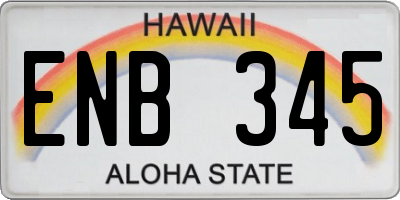 HI license plate ENB345