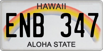HI license plate ENB347