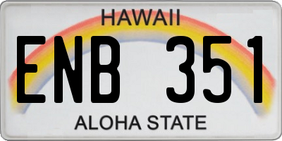 HI license plate ENB351