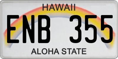 HI license plate ENB355