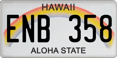 HI license plate ENB358