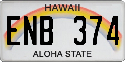 HI license plate ENB374