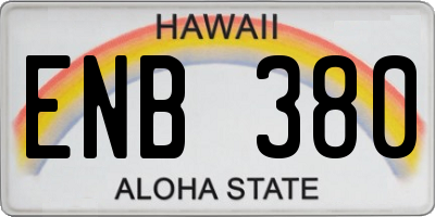 HI license plate ENB380