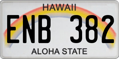 HI license plate ENB382