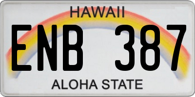 HI license plate ENB387