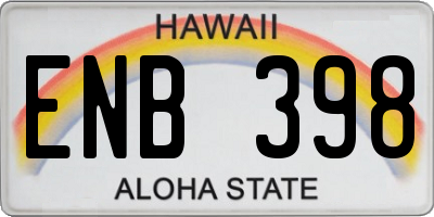 HI license plate ENB398