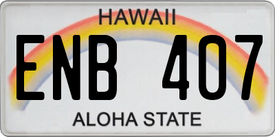 HI license plate ENB407