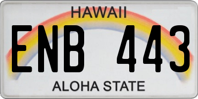 HI license plate ENB443