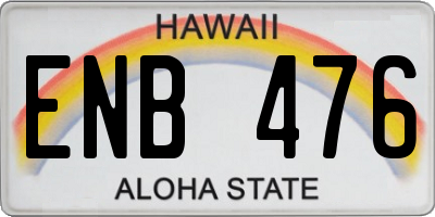 HI license plate ENB476