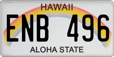 HI license plate ENB496