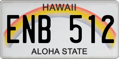 HI license plate ENB512