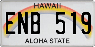 HI license plate ENB519