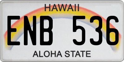 HI license plate ENB536