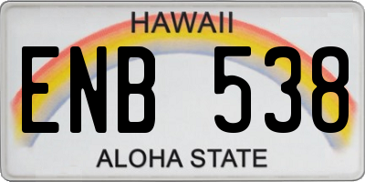 HI license plate ENB538