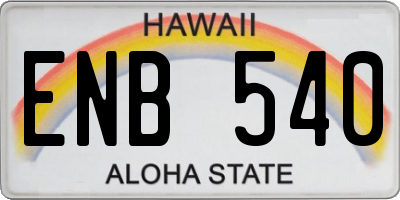 HI license plate ENB540