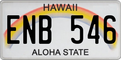 HI license plate ENB546