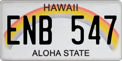 HI license plate ENB547