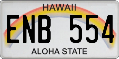 HI license plate ENB554
