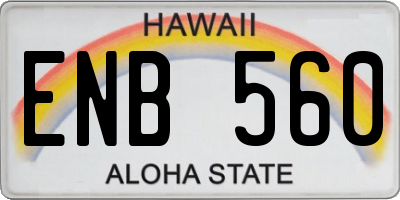 HI license plate ENB560