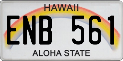 HI license plate ENB561