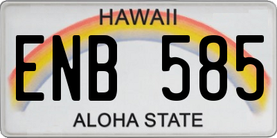 HI license plate ENB585