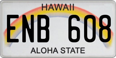 HI license plate ENB608