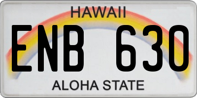 HI license plate ENB630