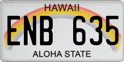 HI license plate ENB635