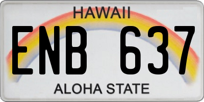 HI license plate ENB637