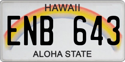 HI license plate ENB643