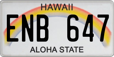 HI license plate ENB647