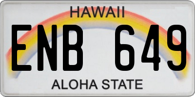 HI license plate ENB649