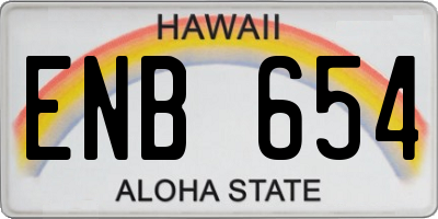 HI license plate ENB654