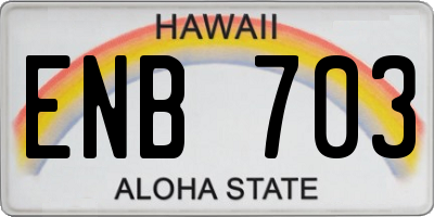 HI license plate ENB703
