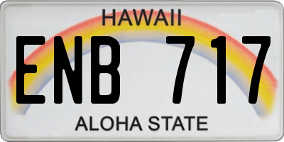 HI license plate ENB717