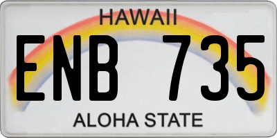 HI license plate ENB735