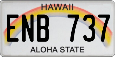 HI license plate ENB737