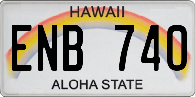 HI license plate ENB740