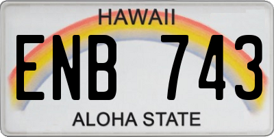 HI license plate ENB743