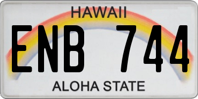 HI license plate ENB744
