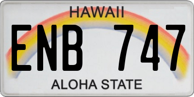 HI license plate ENB747
