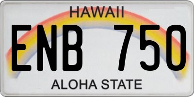 HI license plate ENB750