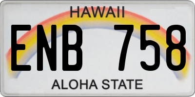 HI license plate ENB758