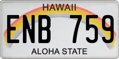HI license plate ENB759