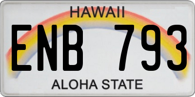 HI license plate ENB793