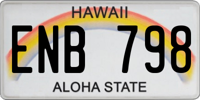 HI license plate ENB798