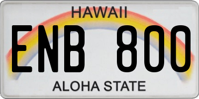 HI license plate ENB800