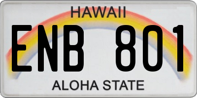 HI license plate ENB801