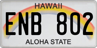 HI license plate ENB802